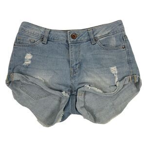 Divided by H&M Denim Blue Jean Shorts Distressed Raw Hem Light Wash Sz 2